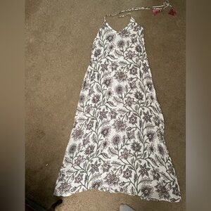 Floral Halter Maxi Dress- size M- Cobalt & Tawny